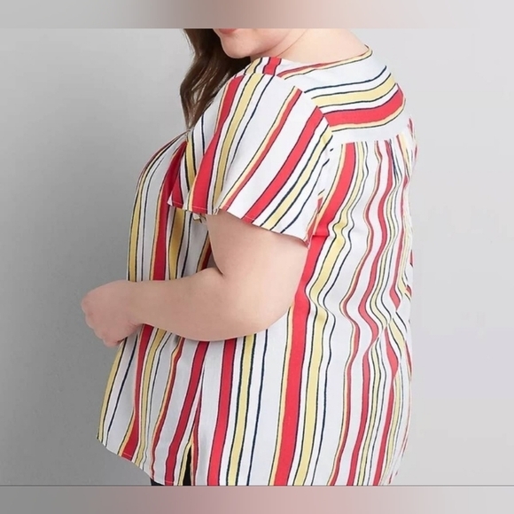 Lane Bryant Multi-colored Striped Square Neck Top Size 16 - Picture 2 of 7